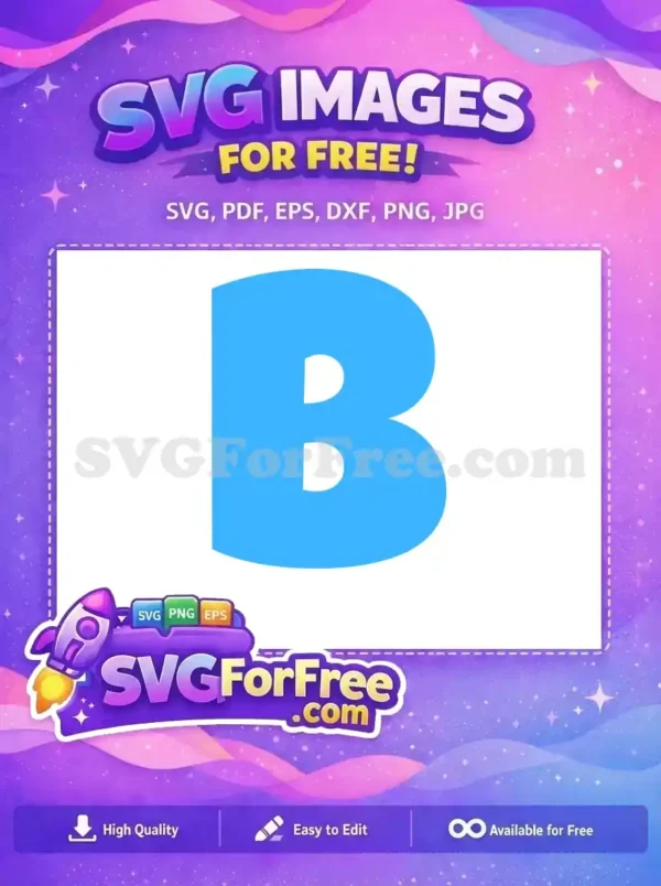 Free Blue Letter B SVG Design – Instant Download Graphic A free bold blue capital letter B SVG. This versatile design is ready for download and ideal for any project.