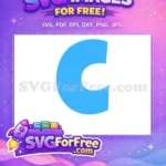 Free Blue Letter C Free Simple Bold Curve Baby Shark Party Free SVG - Instant Download