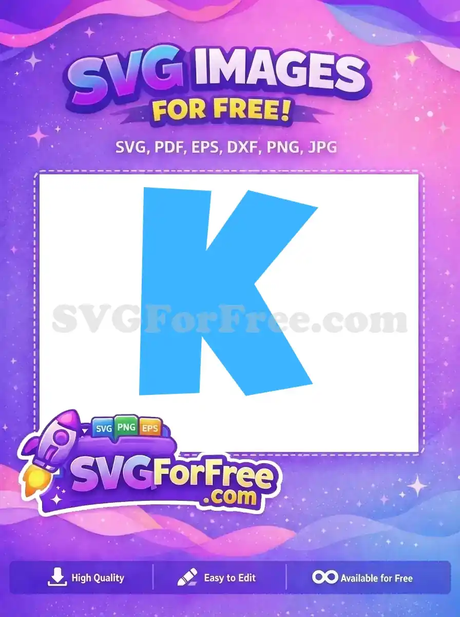 A vibrant, free blue capital letter K SVG design, featuring bold, slightly stylized lines, perfect for any free creative project.