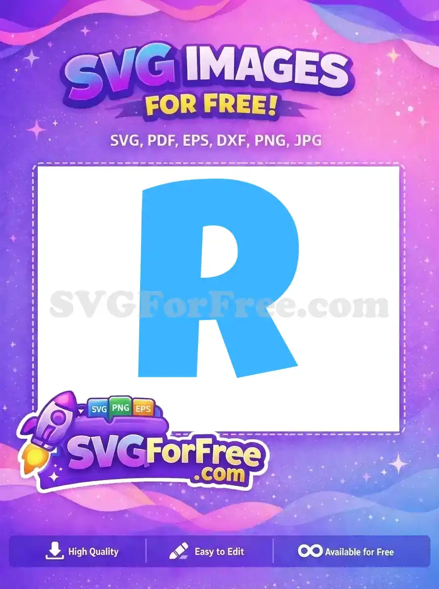 Vivid blue uppercase letter 'R' free design, perfect for educational materials or personalized crafts. Download this free SVG!