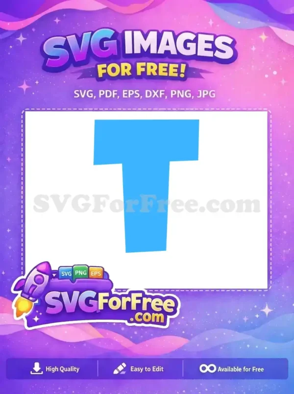 A vibrant free blue letter T design, offering a modern, clean aesthetic for various creative projects. Download this free SVG now!