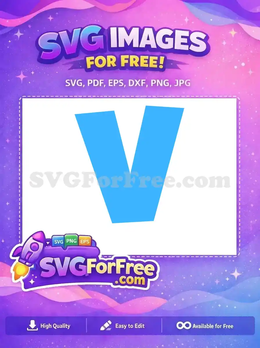 A vibrant, free blue letter V design, ideal for various digital and print applications. Download this scalable free vector now!