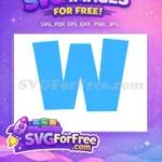 Free Blue W Free Party Alphabet Baby Shark Free SVG - Instant Download