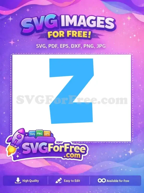 A bold, free blue letter Z SVG for various projects, emphasizing its clean, modern design. Ideal for quick use.