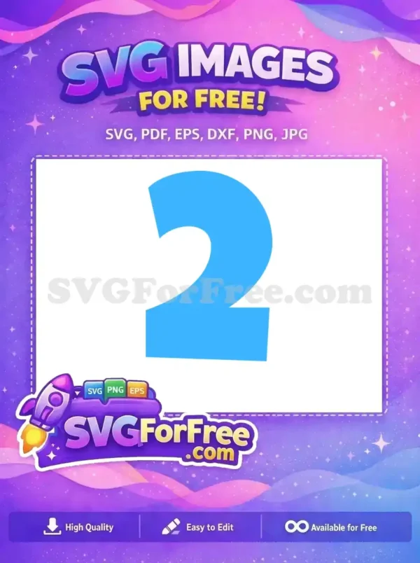 A bold, bright blue number two, offered as a free design. This free SVG is ideal for digital projects and crafting needs.