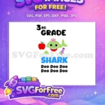 Free Green Shark Pink Bow Free 3rd Grade Apple Baby Shark Free SVG - Instant Download