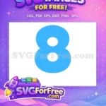 Free Blue Eight Free Simple Baby Shark Party Free SVG - Instant Download