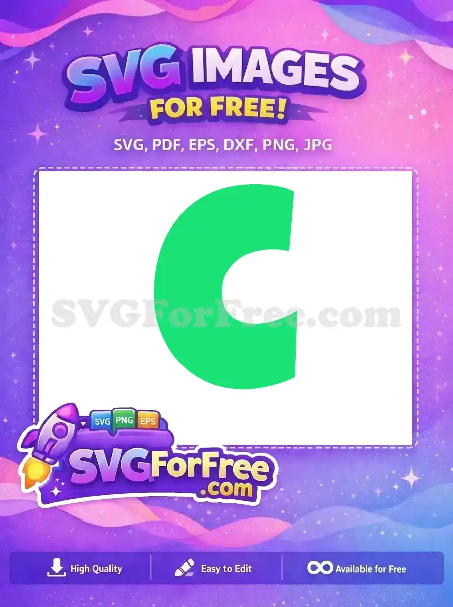 A bold, free green letter 'C' SVG design on a clean white background, ideal for diverse creative free projects.