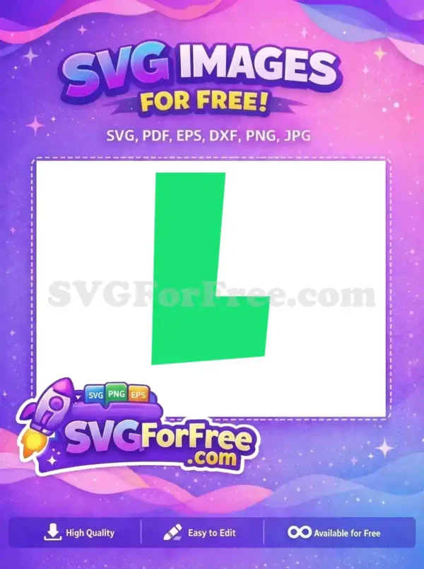 A vibrant green abstract geometric 'L' shape, a free SVG design perfect for modern digital projects. Download this free graphic.