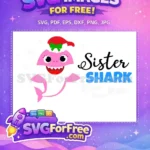Free Pink Sister Shark Santa Free Christmas Baby Shark Party Free SVG - Instant Download