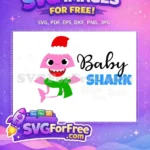 Free Pink Santa Free Green Scarf Baby Shark Party Free SVG - Instant Download