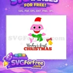 Free Pink Shark Free Santa Scarf Baby Christmas Free SVG - Instant Download