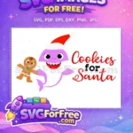 Free Purple Santa Shark Free Gingerbread Cookie Baby Shark Party Free SVG - Instant Download