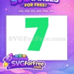 Free Green Number Seven Free Birthday Baby Shark Party Free SVG - Instant Download