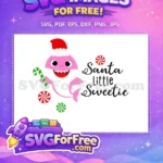 Free Pink Shark Santa Free Candy Cane Baby Shark Party Free SVG - Instant Download