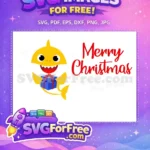 Free Happy Yellow Shark Free Blue Gift Christmas Baby Shark Free SVG - Instant Download