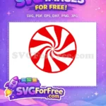 Free Red White Swirl Free Festive Round Peppermint Candy Free SVG - Instant Download