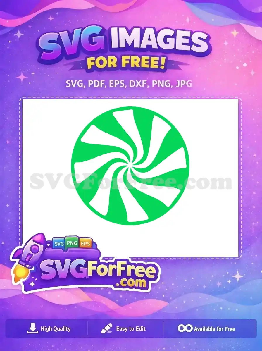 A free design of a vibrant green and white spiral, resembling a classic peppermint candy or a dynamic pinwheel, perfect for various creative projects.