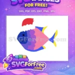 Free Smiling Blue Free Red Hat Baby Shark Free SVG - Instant Download