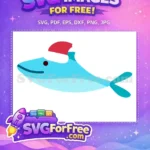 Free Blue Smiling Free Santa Baby Shark Party Free SVG - Instant Download