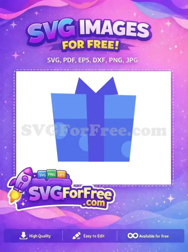 A delightful, free gift box illustration in blue and purple hues, featuring a decorative ribbon and subtle patterns. Enjoy this free graphic design!