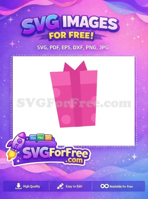 A vibrant pink gift box with playful polka dots and a stylish bow, ready for download as a free SVG design. Get this free vector!