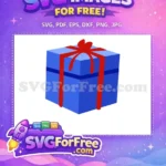 Free Blue Gift Box Free Red Ribbon Baby Shark Party Free SVG - Instant Download