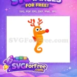 Free Orange Seahorse Free Rudolph Baby Shark Party Free SVG - Instant Download