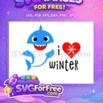 Free Blue Shark Free Red Snowflake Heart Winter Free SVG - Instant Download