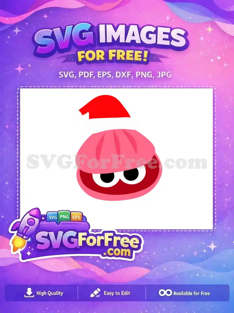 Dive into holiday fun with this free festive clam wearing a Santa hat. A delightful design for all your Christmas projects.