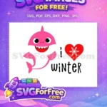 Free Pink Baby Shark Free Winter Snowflake Party Free SVG - Instant Download