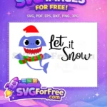 Free Blue Shark Free Santa Scarf Baby Shark Party Free SVG - Instant Download