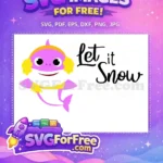 Free Pink Shark Yellow Earmuffs Free Winter Snowflake Baby Shark Free SVG - Instant Download