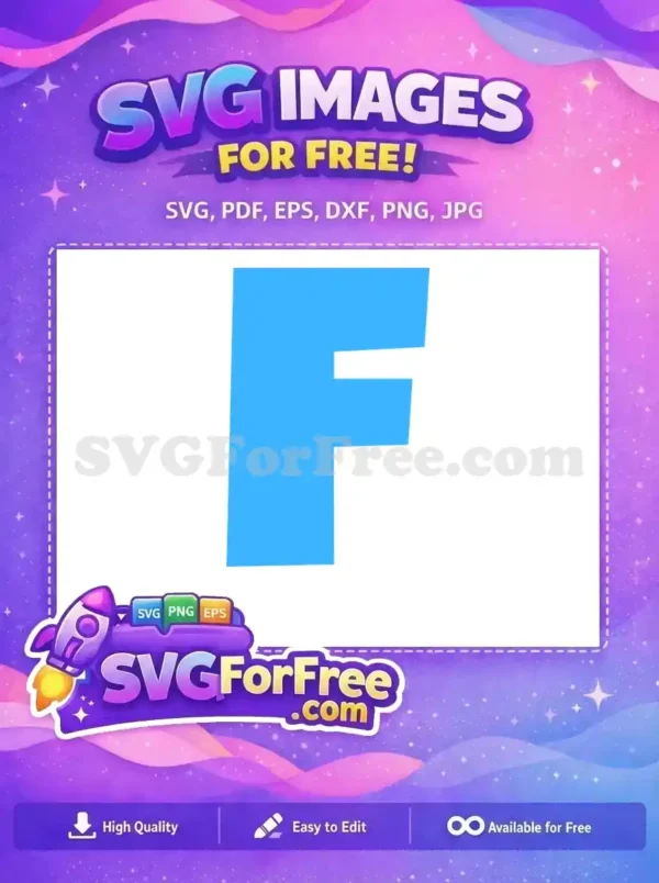 A bold, free bright blue geometric letter 'F' design, ideal for free digital crafting projects and branding.