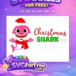 Free Pink Shark Free Red Hat Scarf Christmas Free SVG - Instant Download