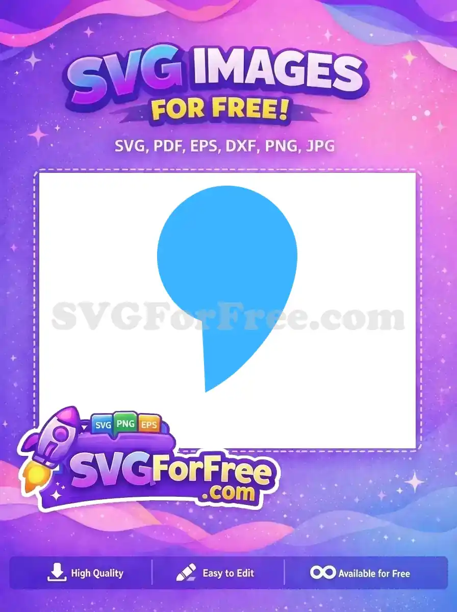 A vibrant free light blue speech bubble icon with a distinct comma-like tail, perfect for free modern digital designs.