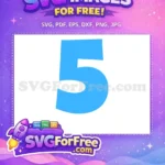 Free blue number 5 Free party celebration Baby Shark Free SVG - Instant Download
