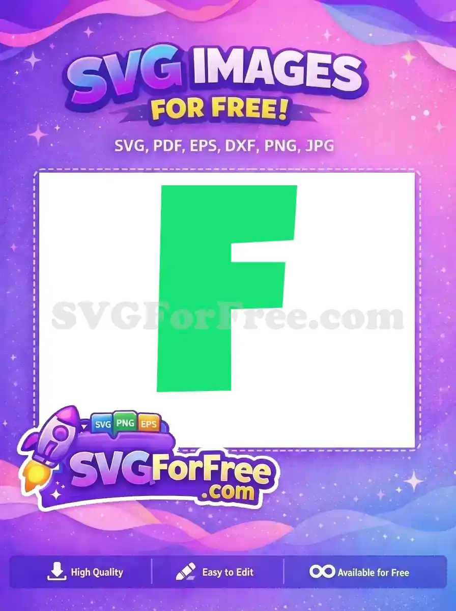 A vibrant, bold green letter 'F' free SVG design, ideal for initial branding or personalized free craft projects. This free graphic is highly adaptable.
