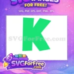 Free Bright Green K Free Birthday Alphabet Baby Shark Party Free SVG - Instant Download