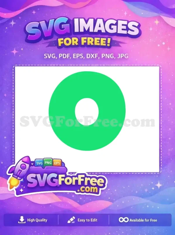 Free vibrant green donut SVG image, a clean geometric design perfect for modern digital and print projects.