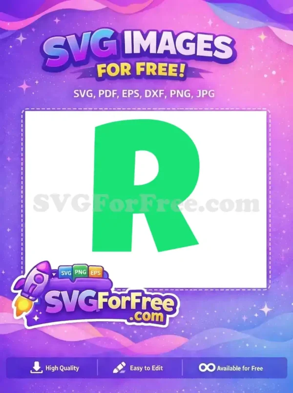 Free Green ‘R’ Design: Bold Letter SVG for Creative Projects A free, vibrant green capital letter 'R' design. Perfect for logos, monograms, and creative digital projects, download free now!