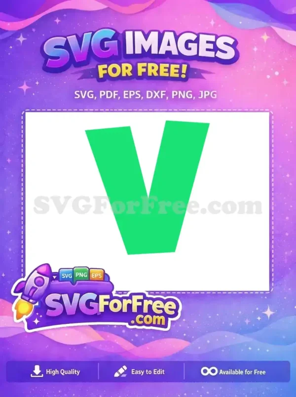 A vibrant green uppercase 'V' letter design, offered as a free SVG. Ideal for branding, logos, or educational materials.