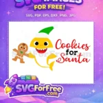 Free Yellow Shark Green Hat Free Gingerbread Christmas Free SVG - Instant Download