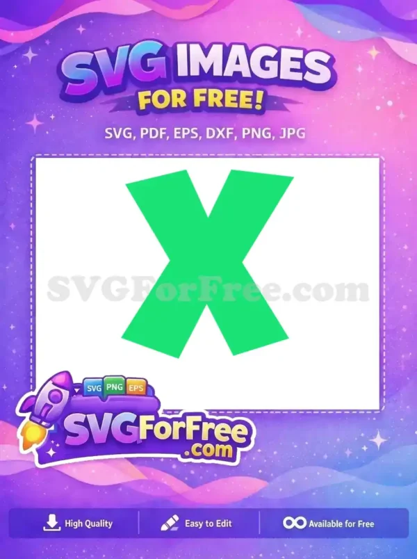 A striking, free green 'X' mark SVG design, ideal for various digital and print projects. Download this free vector now!