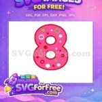Free Pink Eight Free Dotted Baby Shark Party Free SVG - Instant Download