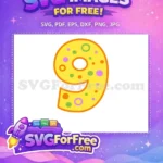 Free Yellow Nine Free Dots Baby Shark Party Free SVG - Instant Download