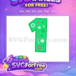 Free Green Number One Free Dots Baby Shark Party Free SVG - Instant Download