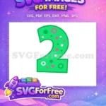 Free Green Number Two Free Polka Dots Baby Shark Party Free SVG - Instant Download