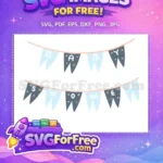 Free Blue-Grey Bunting Free Stars Baby Shower Free SVG - Instant Download