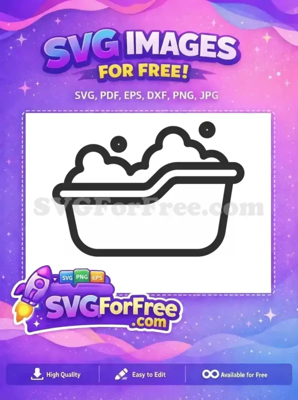 A clean, free design of a baby bathtub filled with sudsy bubbles, ideal for hygiene and care-related free graphics.